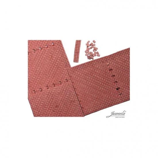 Juweela 28365 1/87 Flexyway Paver Street Herringbone Red (5.90 x 33.00 x 0.01 cm, 1 Segment) - Scenics & Diorama