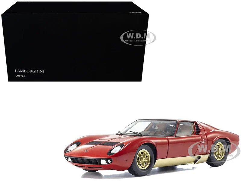 Lamborghini Miura P 400 Red with Gold Accents 1/18 Diecast Model Car by Kyosho - Lamborghini Models