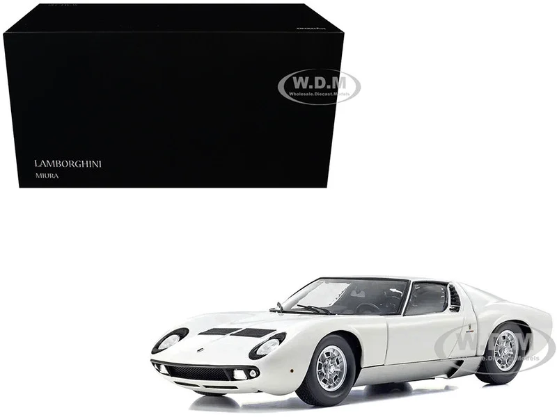 Lamborghini Miura P 400 White 1/18 Diecast Model Car by Kyosho - Lamborghini Models