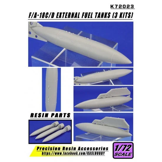 KASL Hobby K72023 1/72 McDonnell Douglas F/A-18C/D Hornet External Fuel Tanks (3pcs)