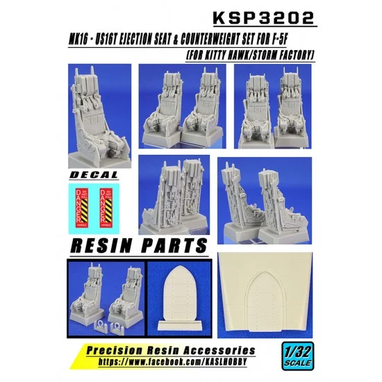 KASL Hobby KSP3202 1/32 F-5F MK16 - US16T Ejection Seat & Counterweight Set for KittyHawk/Storm Factory kits