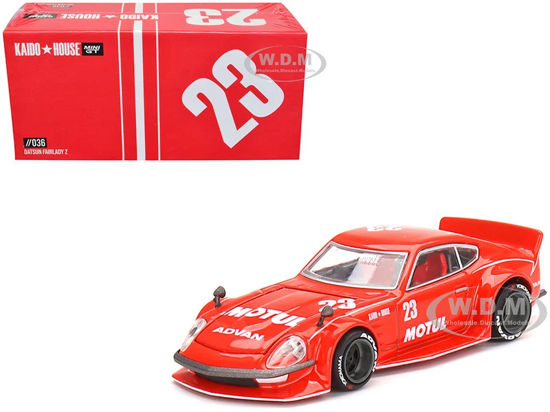 Datsun Fairlady Z RHD (Right Hand Drive) #23 Red "Motul V2" (Designed by Jun Imai) "Kaido House" Special 1/64 Diecast Model Car by True Scale Miniatures - Datsun Models