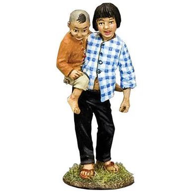 Vietnamese Girl w/Her Little Brother 1/30 Figure K&C (VN163) - King and Country