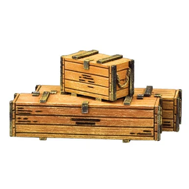 Natural Wooden Ammunition & Weapons Crates 1/30 Set King & Country (VN161) - King and Country