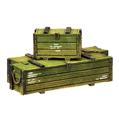 Olive Drab Wooden Ammunition & Weapons Crates 1/30 Set King & Country (VN185) - King and Country