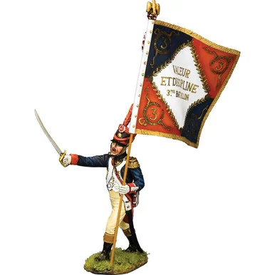 French Officer w/Battalion Flag 1/30 Figure K&C(NA514) - King and Country