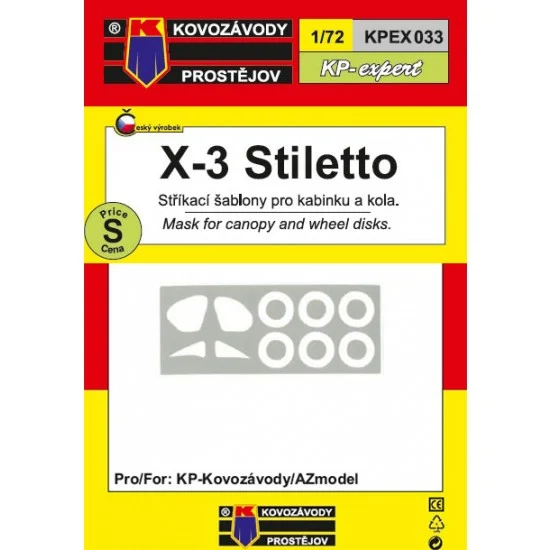 Kovozavody EX033 1/72 X-3 Stilleto Canopy and Wheel Disk Mask