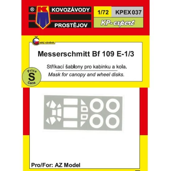 Kovozavody EX037 1/72 Messerschmitt Bf 109E-1/3 Canopy and Wheel Disk Mask