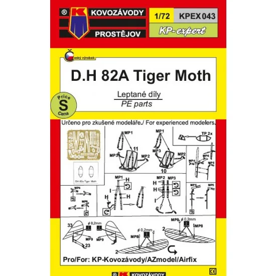 Kovozavody EX043 1/72 de Havilland D.H. 82A Tiger Moth PE parts for Airfix kit - Model Planes