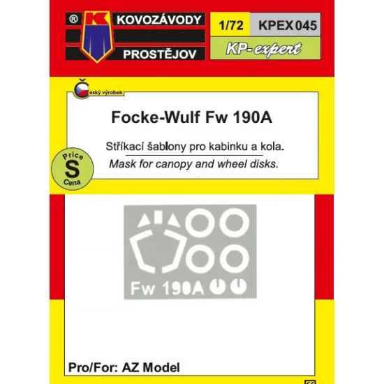 Kovozavody EX045 1/72 Focke-Wulf Fw 190A Masks for Canopy and Wheels