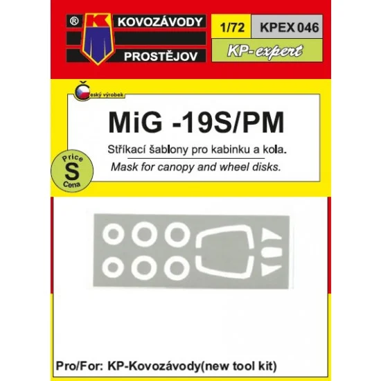 Kovozavody EX046 1/72 Mikoyan-Gurevich MiG-19S Canopy and Wheel Disk Mask