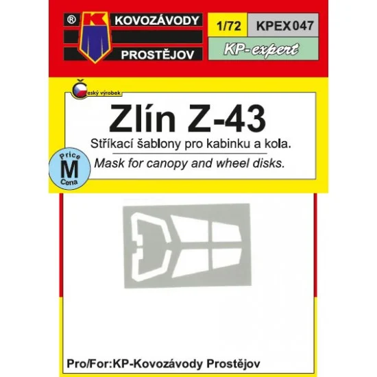 Kovozavody EX047 1/72 Zlin Z-43 Canopy and Wheel Disk Mask