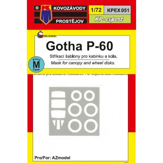 Kovozavody EX051 1/72 Gotha Go P.60 Canopy and Wheel Disk Mask - Model Planes