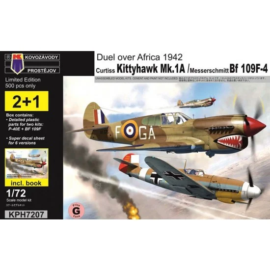 Kovozavody H7207 1/72 Duel over Africa 1942: Kittyhawk Mk.1A and Bf 109F incl. Book - Model Planes