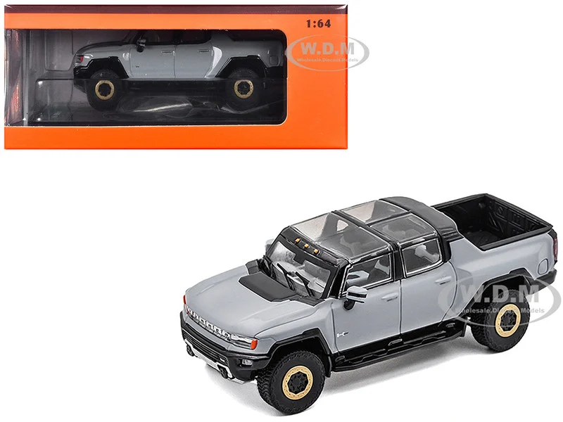 2022 GMC Hummer EV Pickup Truck Gray 1/64 Diecast Model Car by GCD - GMC Models