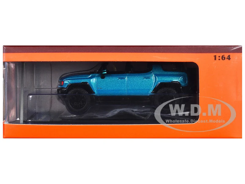 2023 GMC Hummer EV SUV Blue Metallic with Black Top 1/64 Diecast Model Car by GCD - GMC Models