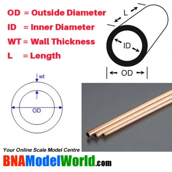 KS Metals 5077 Small Round Copper Tubes Set #Bendable (3pcs, 3 sizes, L: 304.8mm) - Hobby Tools & Supplies