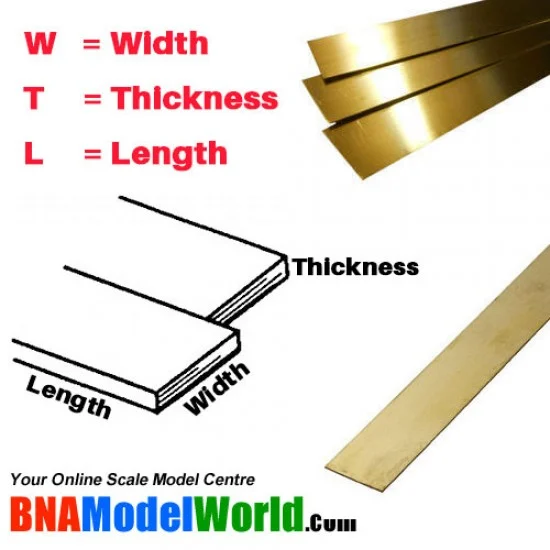KS Metals 9845 Brass Strip - W: 18mm, T: 1mm, L: 300mm (3pcs)