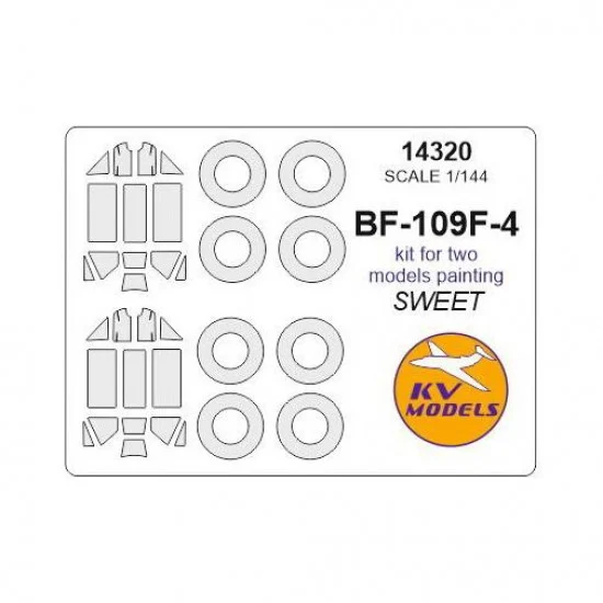 KV Models 14320 1/144 Messershmitt Bf-109F-4 Masks for 2 Sweet kits