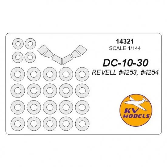 KV Models 14321 1/144 DC-10-30 Masks for Revell #4253, #4254
