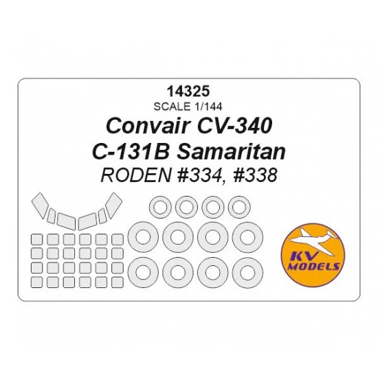 KV Models 14325 1/144 Convair CV-340 / C-131B Samaritan Masks for Roden #334, #338