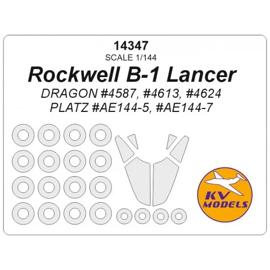 KV Models 14347 1/144 Rockwell B-1 Lancer Masks for Dragon #4587/4613/4624/Platz #144-5/144-7