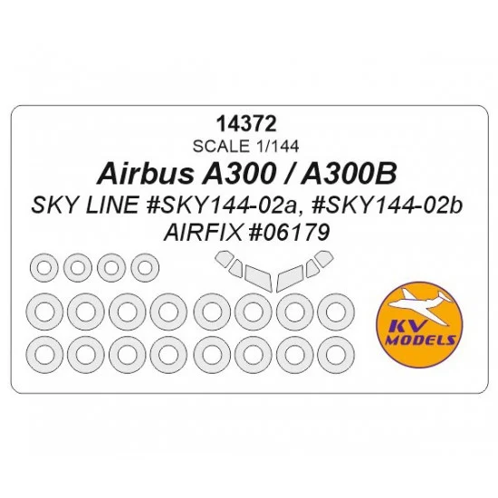 KV Models 14372 1/144 Airbus A300/A300B Masks for Sky Line #Sky144-02A/144-02B/Airfix #06179