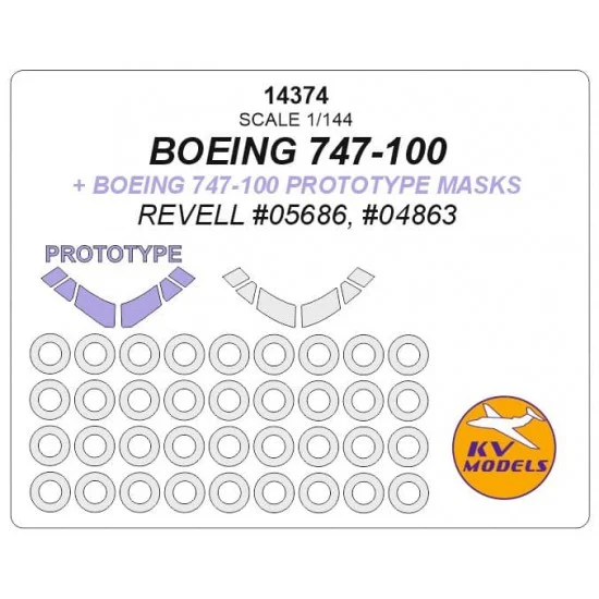 KV Models 14374 1/144 Boeing 747-100 + Boeing 747-100 Prototype Masks for Revell #05686, #04863