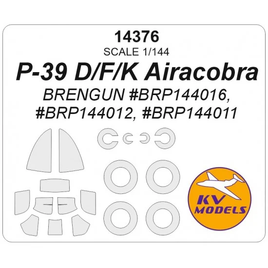 KV Models 14376 1/144 US P-39 D/F/K Airacobra / Red Stars Canopies and Wheels Masks for Brengun