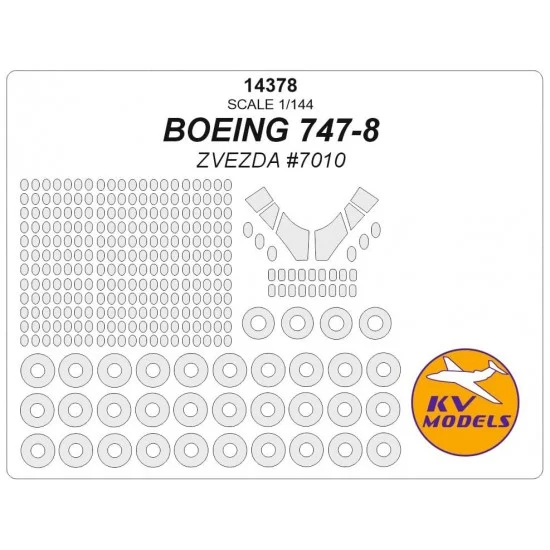 KV Models 14378 1/144 Boeing 747-8 Masks for Zvezda #7010