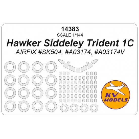 KV Models 14383 1/144 GB Hawker Siddeley Trident 1C Canopies and Wheels Masks for Airfix kits - Model Planes