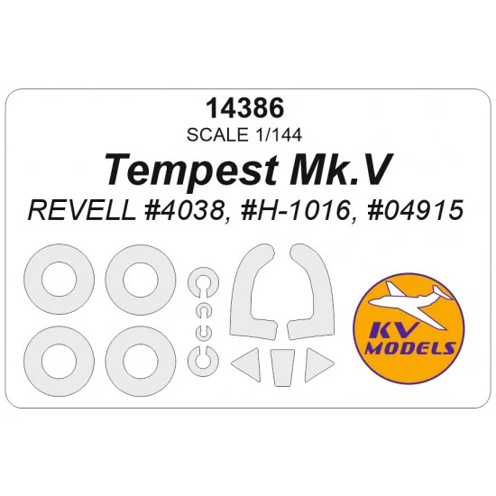 KV Models 14386 1/144 GB Tempest MK.V Canopies and Wheels Masks for Revell kits - Model Planes