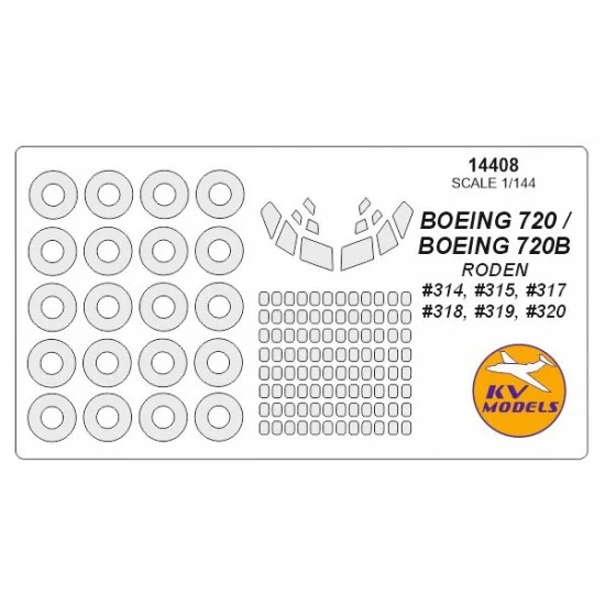 KV Models 14408 1/144 Boeing 720 / Boeing 720B Masks for Roden #314/315/317/318/319/320 - Model Planes