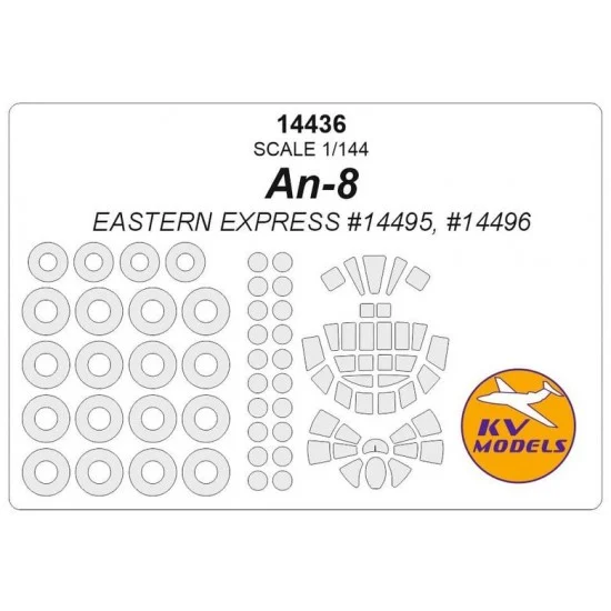 KV Models 14436 1/144 Antonov An-8 Masks for Eastern Express #14495, #14496