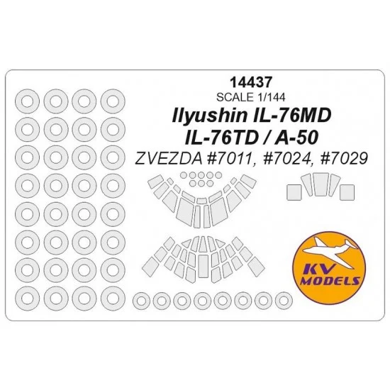 KV Models 14437 1/144 Ilyushin IL-76MD / IL-76TD / A-50 Masks for Zvezda #7011, #7024, #7029