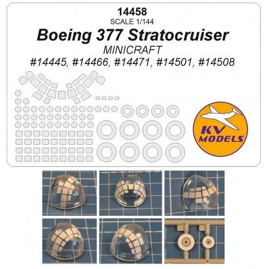 KV Models 14458 1/144 US Boeing 377 Stratocruiser Canopies and Wheels Masks for Minicraft kits - Model Planes
