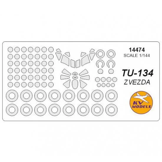 KV Models 14474 1/144 Tu-134A/B / Tu-134UBL Masks for Zvezda #7007, #7036
