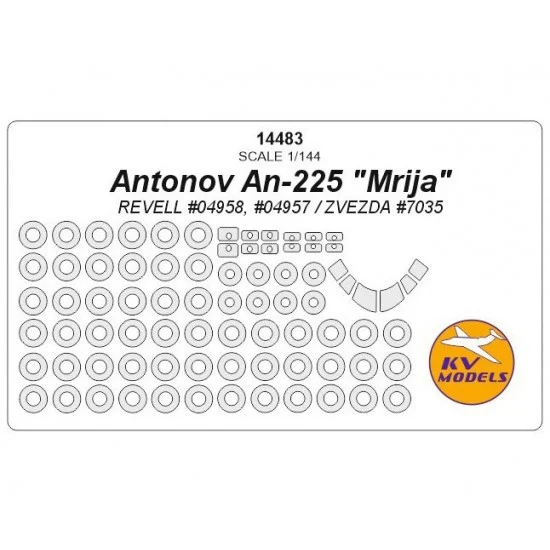 KV Models 14483 1/144 Antonov An-225 Mrija Masks for Revell #04958, #04957 / Zvezda #7035