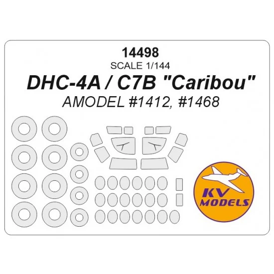 KV Models 14498 1/144 DHC-4A / C7B Caribou Masks for Amodel #1412, #1468