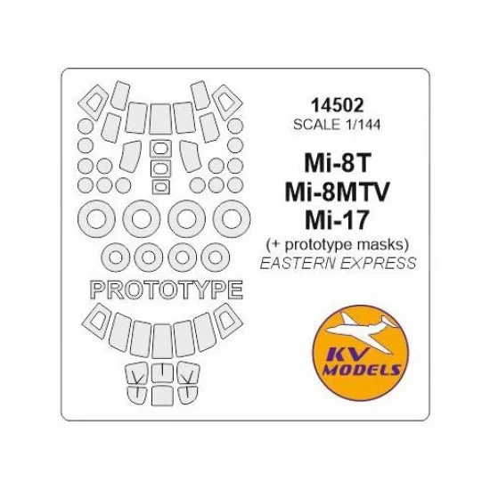 KV Models 14502 1/144 Mi-8T/Mi-8MT/Mi-8MTV/Mi-17 Masks for Eastern Express #14500/14501/14505
