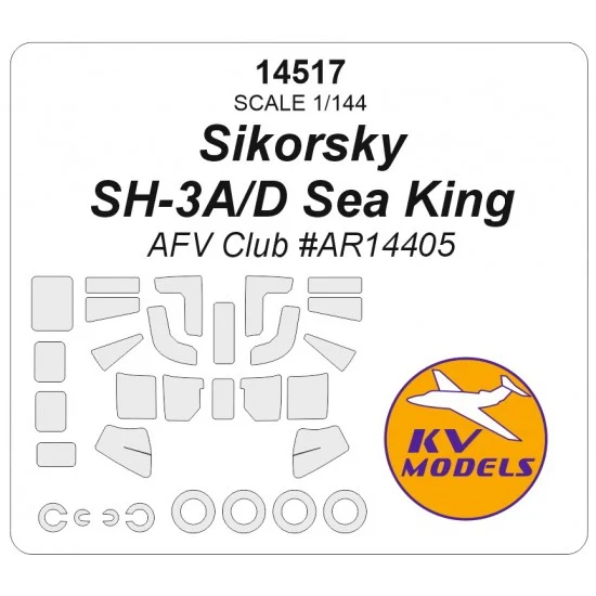KV Models 14517 1/144 US Sikorsky SH-3A/D Sea King Canopies and Wheels Masks for AFV Club kits