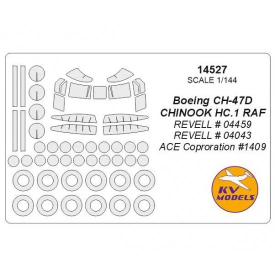 KV Models 14527 1/144 Boeing CH-47D/CHINOOK HC.1 RAF Masks for Revell # 04459/04043/Ace Coproration 1409