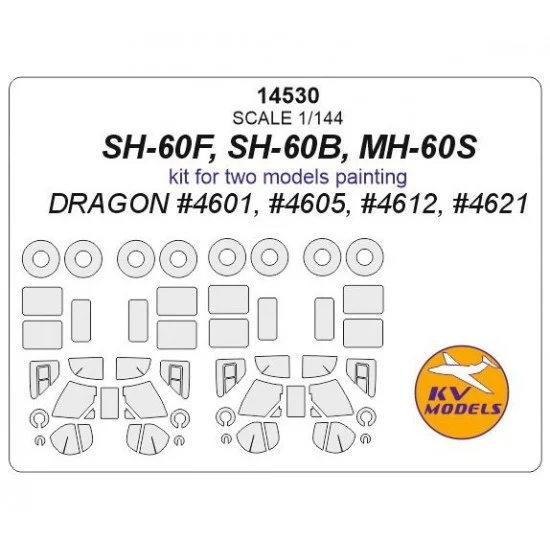 KV Models 14530 1/144 SH-60F, SH-60B, MH-60S Masks for Dragon #4601, #4605, #4612, #4621