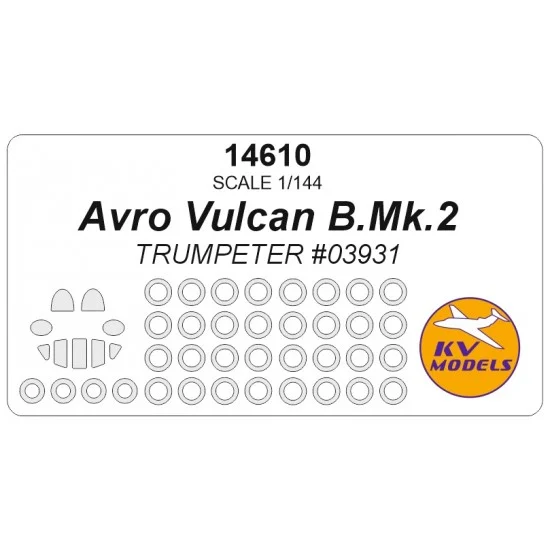 KV Models 14610 1/144 Avro Vulcan B.Mk.2 Masks for Trumpeter #03931 (canopies and wheels) - Model Planes