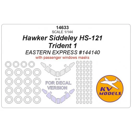 KV Models 14633 1/144 Trident 1 Masking w/Passenger Windows & Wheels Masking for Eastern Express #144140 - Model Planes