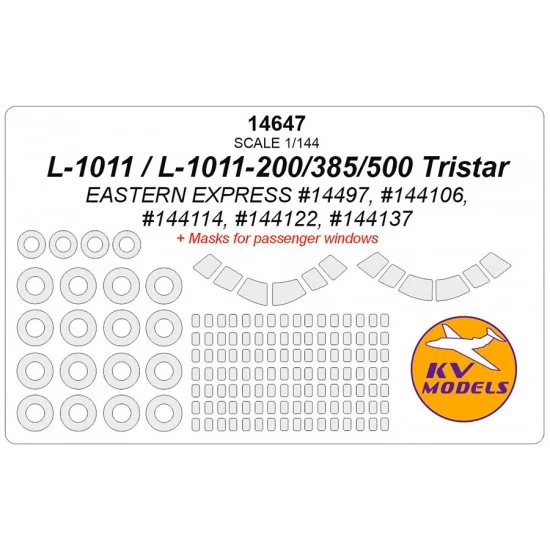 KV Models 14647 1/144 L-1011 / L-1011-200 / L-1011-385-3 / L-1011-500 Tristar Masks for Eastern Express