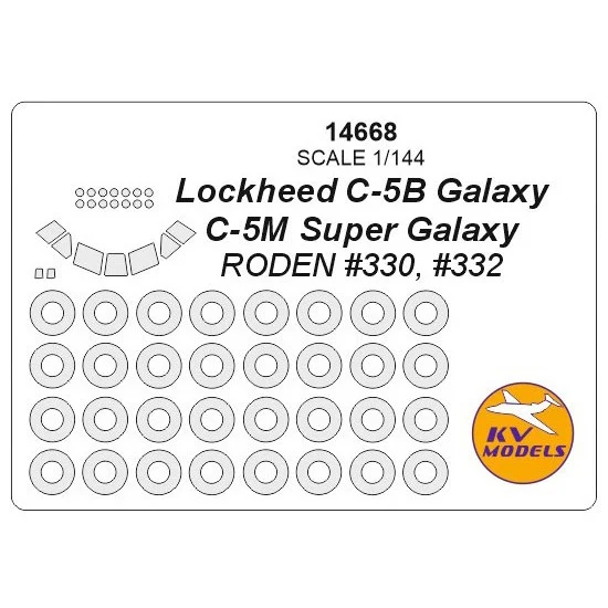 KV Models 14668 1/144 Lockheed C-5B Galaxy / C-5M Super Galaxy Masks for Roden #330, #332 w/Wheels Masks