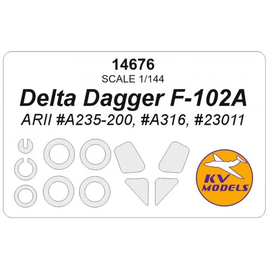 KV Models 14676 1/144 US Delta Dagger F-102A Canopies and Wheels Masks for Arii kits