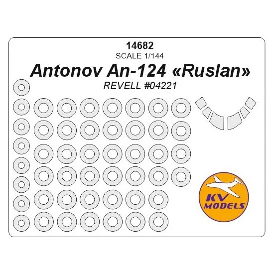 KV Models 14682 1/144 Antonov An-124 "Ruslan" Masks for Revell #04221 w/Wheels Masks