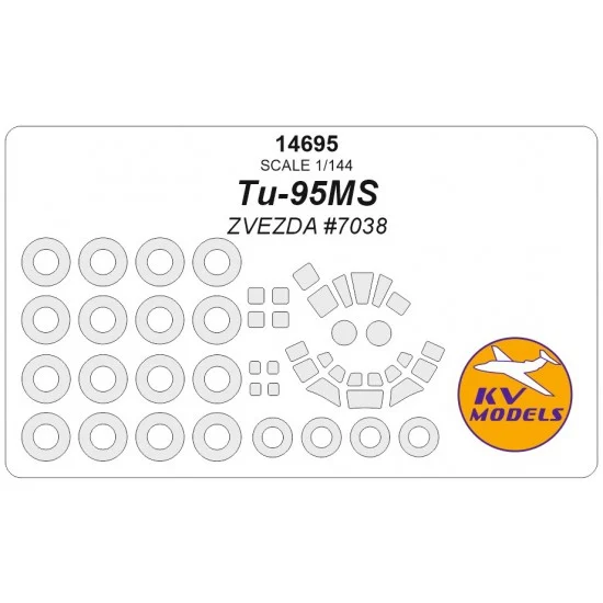 KV Models 14695 1/144 RU Tu-95MS Canopies and Wheels Masks for Zvezda #7038